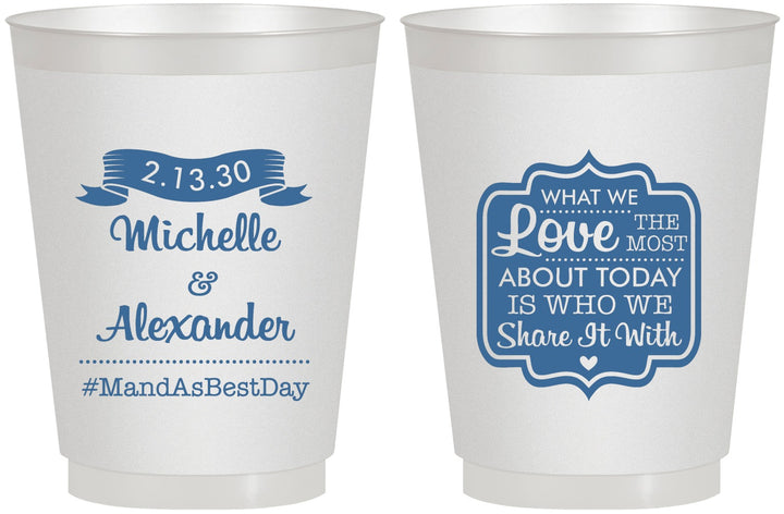 Personalized Wedding 16 oz Frosted Cups - Love Story | 359