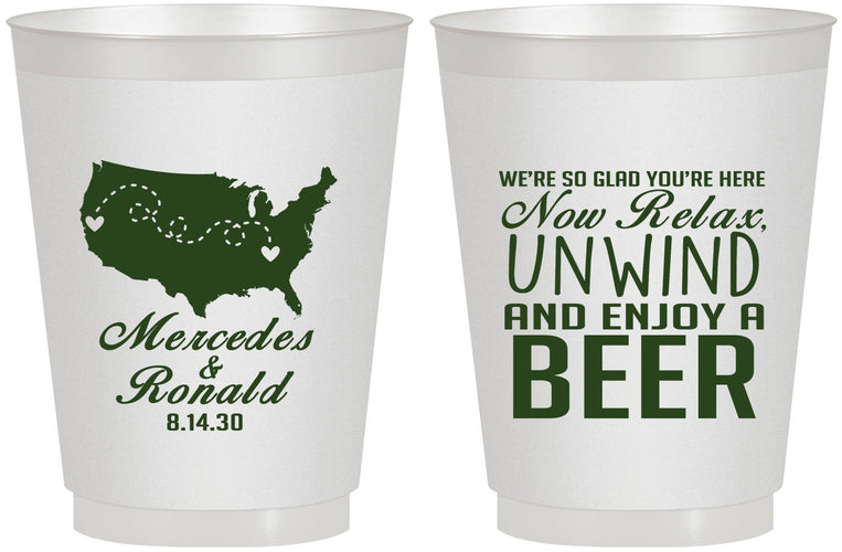 Personalized Wedding 16 oz Frosted Cups - Relax Unwind Enjoy Beer | 360