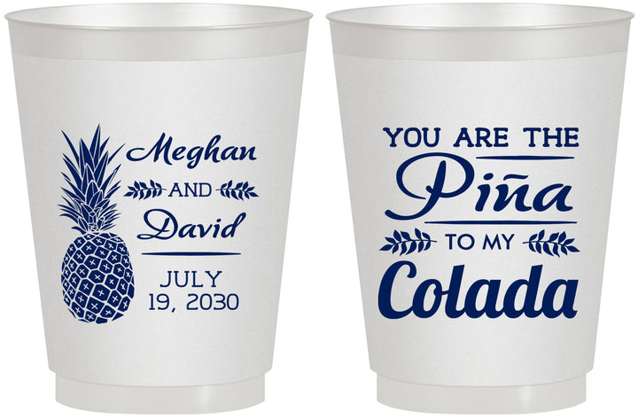Personalized Wedding 16 oz Frosted Cups - Pina Colada | 364