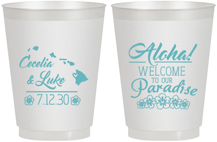 Personalized Wedding 16 oz Frosted Cups - Hawaii | 365