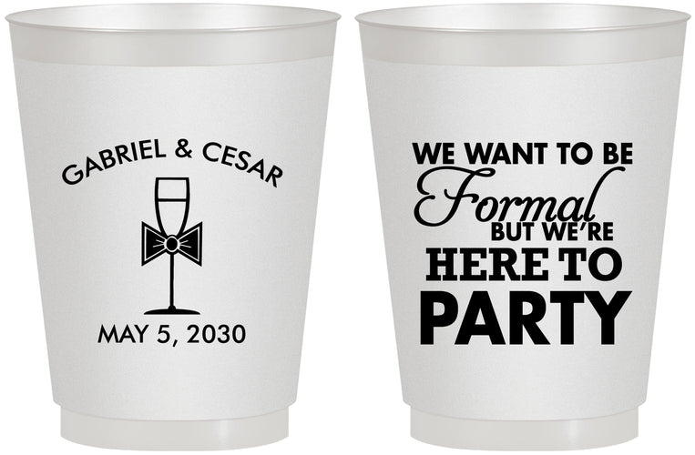 Personalized Wedding 16 oz Frosted Cups - Formal Here To Party | 366