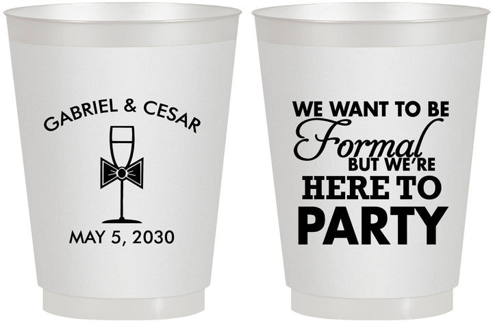 Personalized Wedding 16 oz Frosted Cups - Formal Here To Party | 366