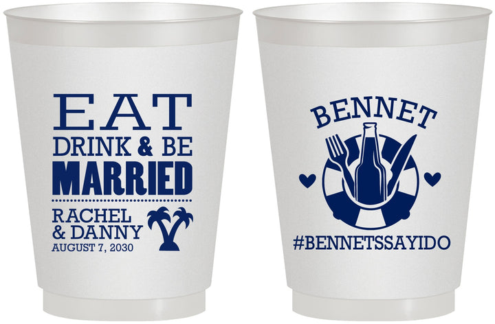 Personalized Wedding 16 oz Frosted Cups - Eat Drink Be Married | 367