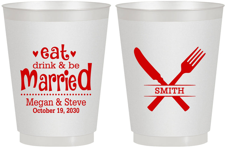 Personalized Wedding 16 oz Frosted Cups - Eat Drink Be Married | 368