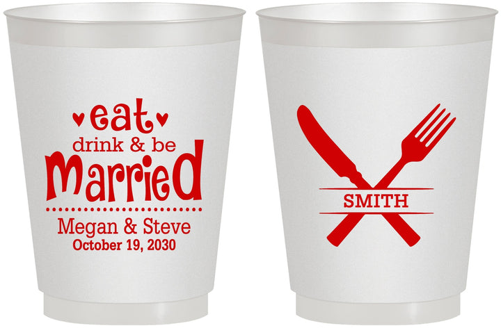 Personalized Wedding 16 oz Frosted Cups - Eat Drink Be Married | 368