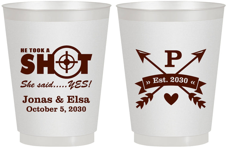 Personalized Wedding 16 oz Frosted Cups - Take A Shot She Said Yes | 370