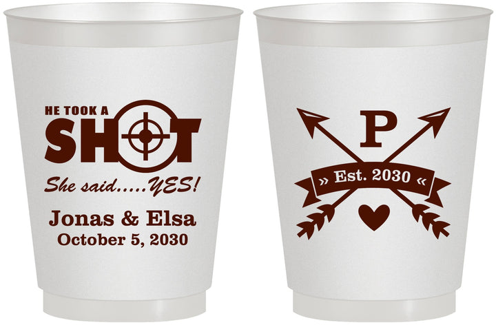 Personalized Wedding 16 oz Frosted Cups - Take A Shot She Said Yes | 370