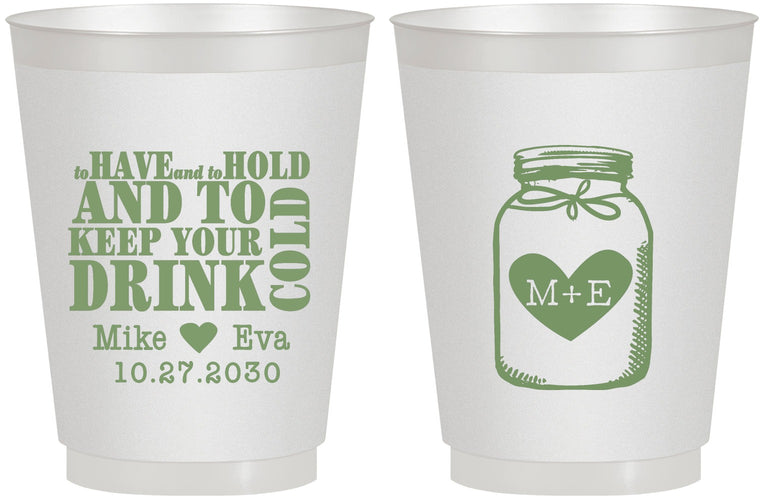 Personalized Wedding 16 oz Frosted Cups - Mason Jar | 373