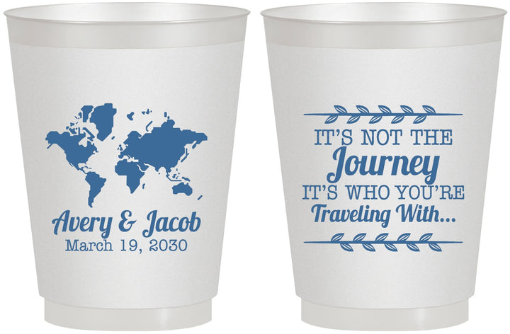 Personalized Wedding 16 oz Frosted Cups - Journey Traveling With | 374