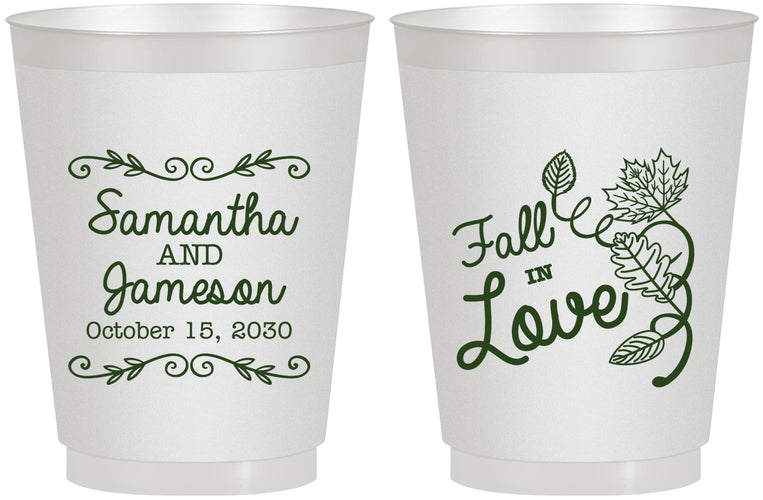 Personalized Wedding 16 oz Frosted Cups - Fall In Love | 377