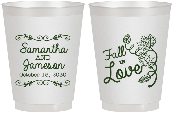 Personalized Wedding 16 oz Frosted Cups - Fall In Love | 377