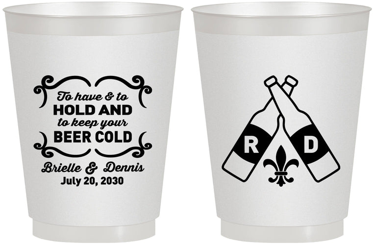 Personalized Wedding 16 oz Frosted Cups - Fleur De Lis | 378
