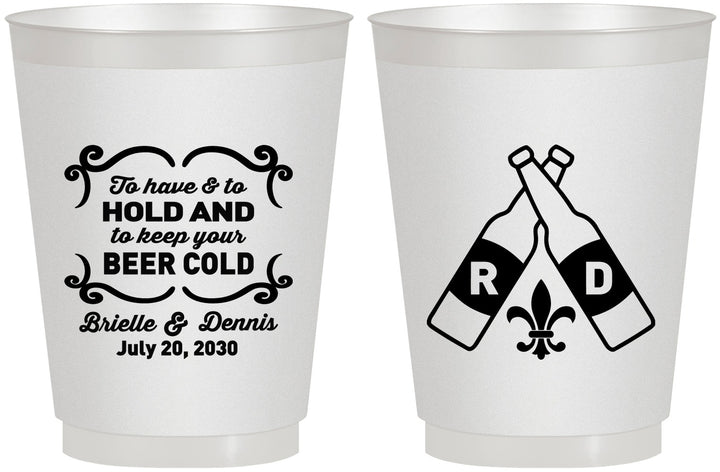 Personalized Wedding 16 oz Frosted Cups - Fleur De Lis | 378