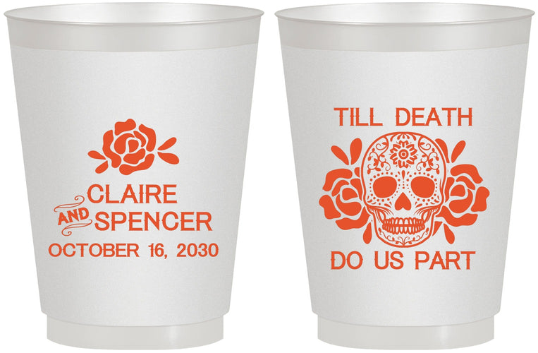 Personalized Wedding 16 oz Frosted Cups - Till Death Do Us Part | 380