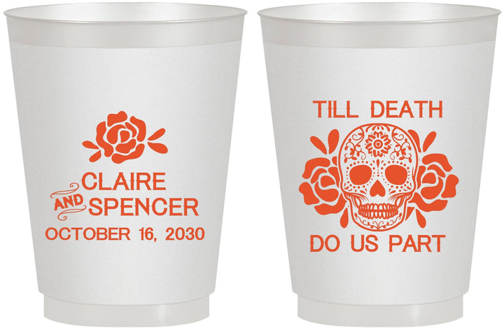 Personalized Wedding 16 oz Frosted Cups - Till Death Do Us Part | 380