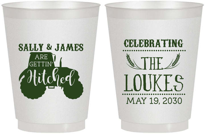 Personalized Wedding 16 oz Frosted Cups - Tractor | 381