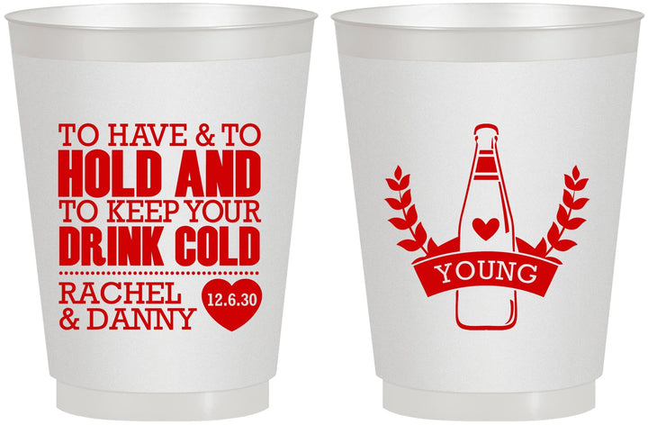 Personalized Wedding 16 oz Frosted Cups - To Have And To Hold | 383