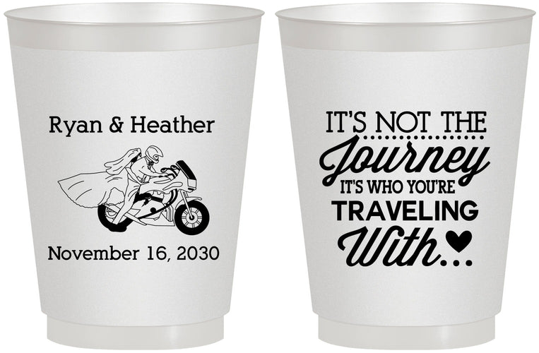 Personalized Wedding 16 oz Frosted Cups - Journey Traveling With | 385