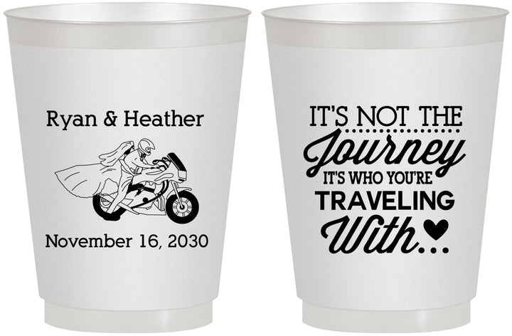 Personalized Wedding 16 oz Frosted Cups - Journey Traveling With | 385