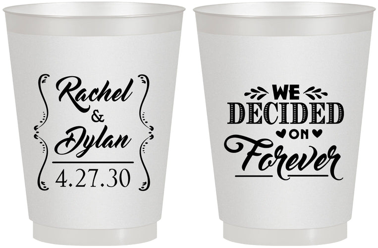 Personalized Wedding 16 oz Frosted Cups - We Decided On Forever | 386