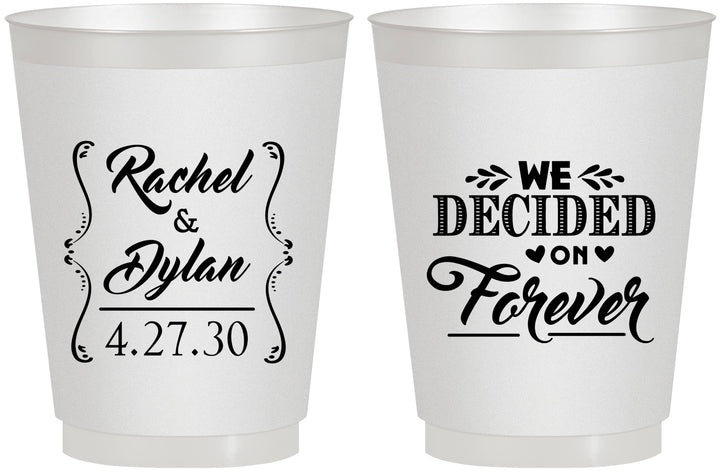 Personalized Wedding 16 oz Frosted Cups - We Decided On Forever | 386