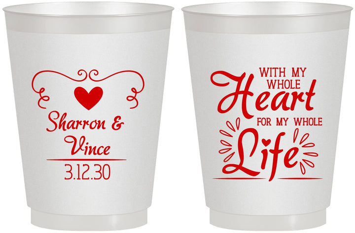 Personalized Wedding 16 oz Frosted Cups - Heart Life | 387
