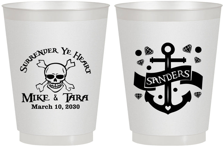 Personalized Wedding 16 oz Frosted Cups - Anchor Nautical | 391