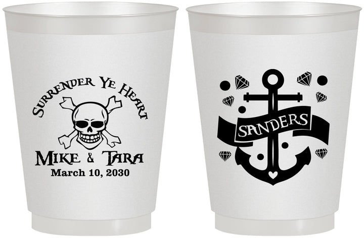 Personalized Wedding 16 oz Frosted Cups - Anchor Nautical | 391