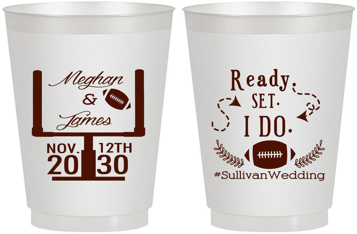 Personalized Wedding 16 oz Frosted Cups - Football | 394