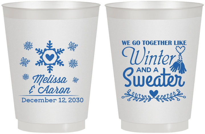 Personalized Wedding 16 oz Frosted Cups - Christmas Winter | 399