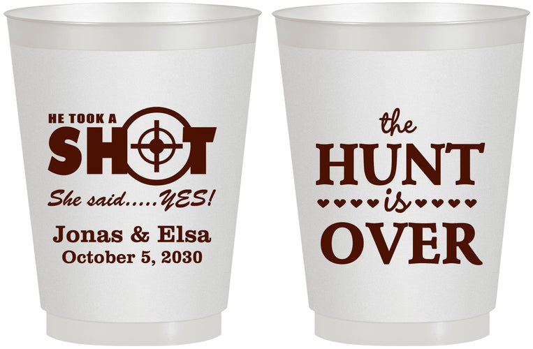 Personalized Wedding 16 oz Frosted Cups - The Hunt Is Over | 400