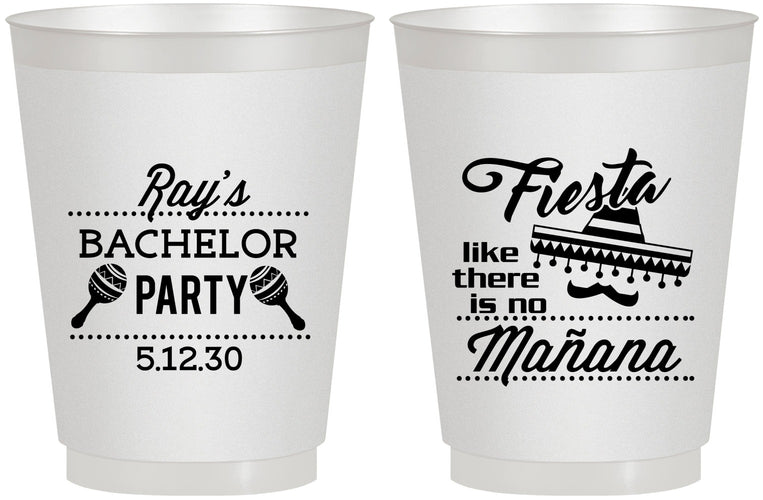 Personalized Bachelor Party 16 oz Frosted Cups - Fiesta No Manana | 40002