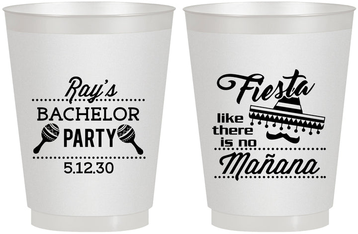 Personalized Bachelor Party 16 oz Frosted Cups - Fiesta No Manana | 40002