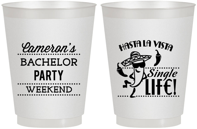 Personalized Bachelor Party 16 oz Frosted Cups - Hast La Vista Single Life | 40003