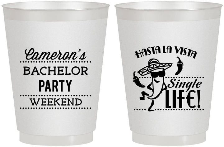 Personalized Bachelor Party 16 oz Frosted Cups - Hast La Vista Single Life | 40003