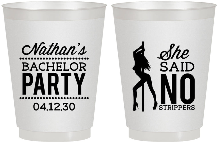 Personalized Bachelor Party 16 oz Frosted Cups - She Said No Strip Club | 40005