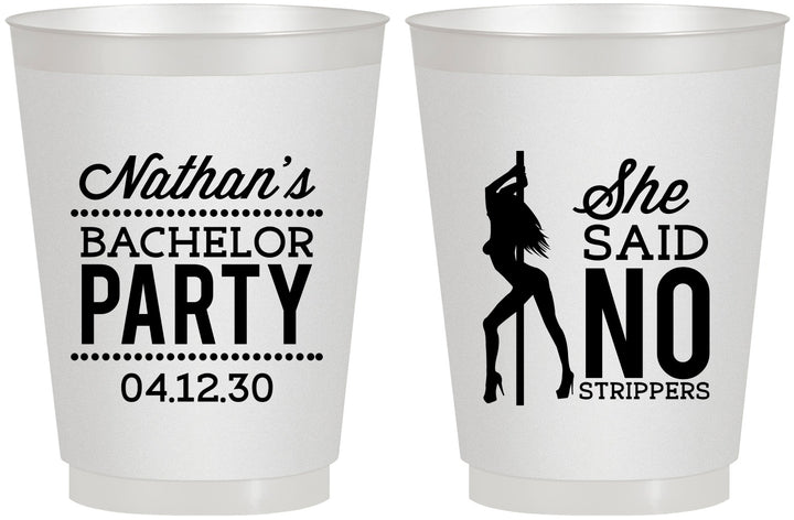 Personalized Bachelor Party 16 oz Frosted Cups - She Said No Strip Club | 40005