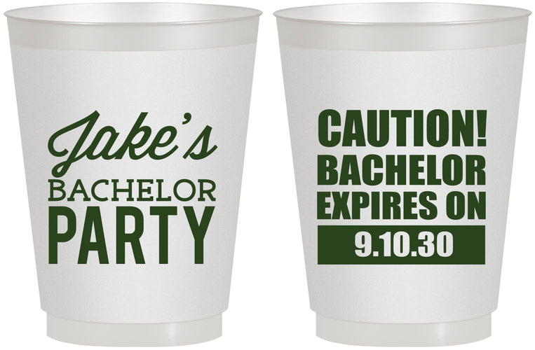 Personalized Bachelor Party 16 oz Frosted Cups - Caution Expires On | 40009