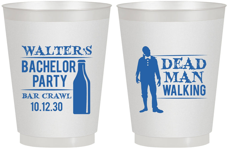 Personalized Bachelor Party 16 oz Frosted Cups - Dead Man Walking | 40011