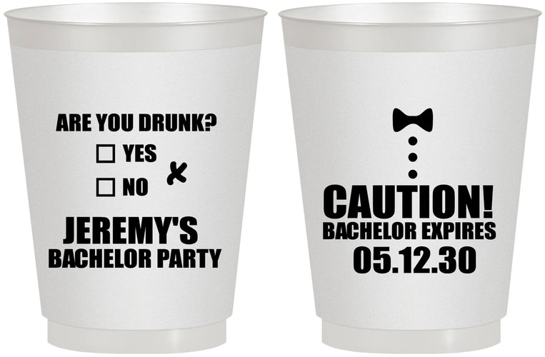 Personalized Bachelor Party 16 oz Frosted Cups - Caution Expires On | 40013