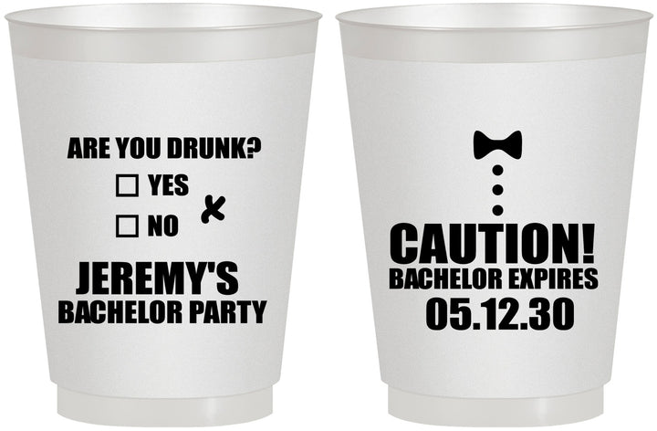 Personalized Bachelor Party 16 oz Frosted Cups - Caution Expires On | 40013