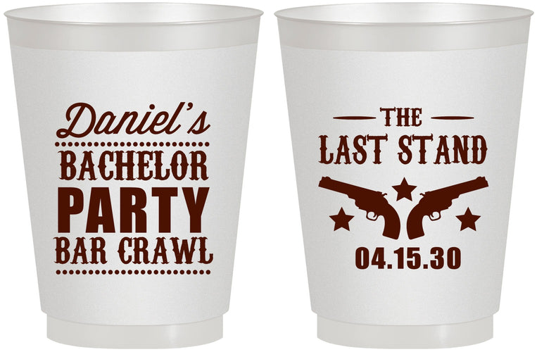 Personalized Bachelor Party 16 oz Frosted Cups - The Last Stand | 40016