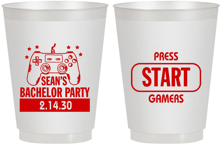 Personalized Bachelor Party 16 oz Frosted Cups - Video Games | 40018