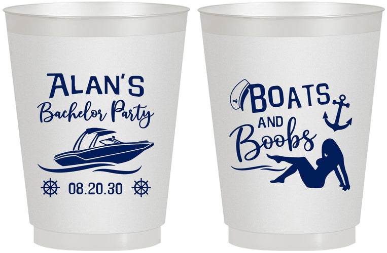 Personalized Bachelor Party 16 oz Frosted Cups - Nautical Boats | 40021