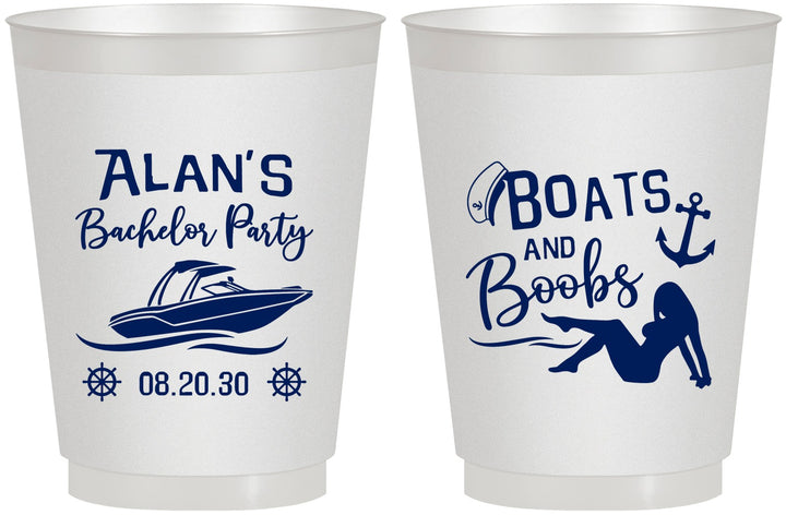 Personalized Bachelor Party 16 oz Frosted Cups - Nautical Boats | 40021