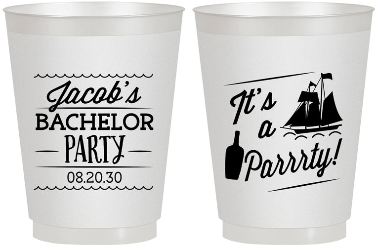 Personalized Bachelor Party 16 oz Frosted Cups - Boat | 40023