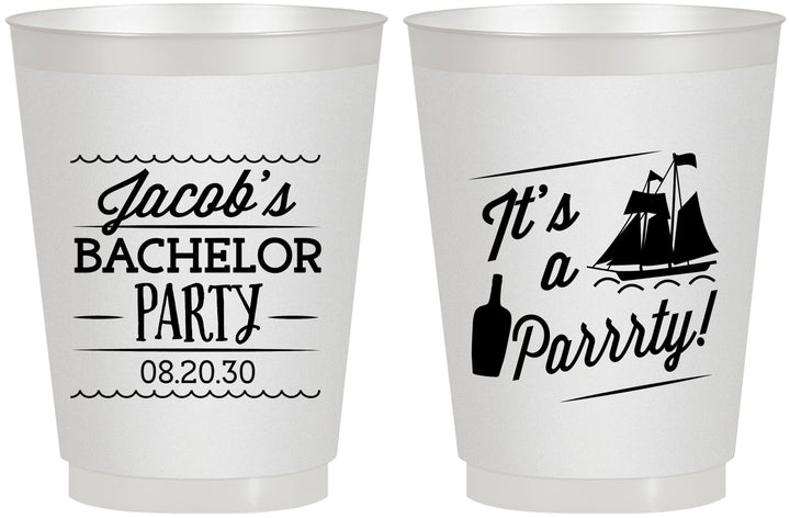 Personalized Bachelor Party 16 oz Frosted Cups - Boat | 40023