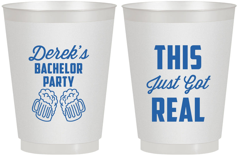 Personalized Bachelor Party 16 oz Frosted Cups - Just Got Real | 40024