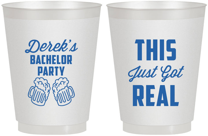 Personalized Bachelor Party 16 oz Frosted Cups - Just Got Real | 40024