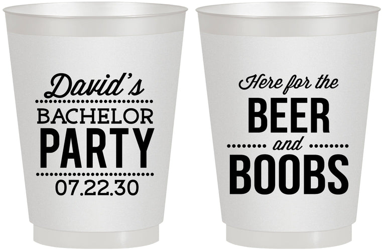Personalized Bachelor Party 16 oz Frosted Cups - Beer And Boobs | 40027